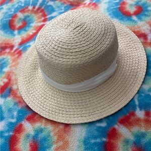Classic Straw Sun Hat with White Band